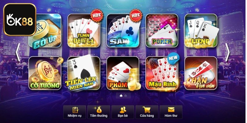 Kho game đa dạng tại sảnh cược game bài